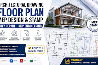 design architectural drawing floor plan mep stamp city permit mep engineering