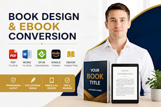 design book cover, convert PDF to epub, word to epub, kindle, ebook conversion