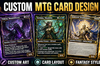 design custom mtg card tcg card game fantasy art and card illustration anime mtg
