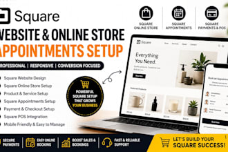 build square website, square online store and square appointments setup