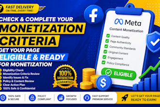 check and complete your facebook page monetization criteria