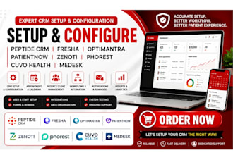 setup peptide crm fresha optimantra patientnow zenoti phorest cuvo health medesk