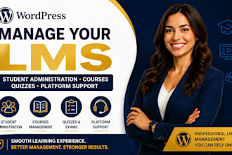 manage wordpress lms with student administration courses quizze platform support