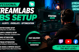 set up streamlabs obs scenes, alerts, overlays and stream settings