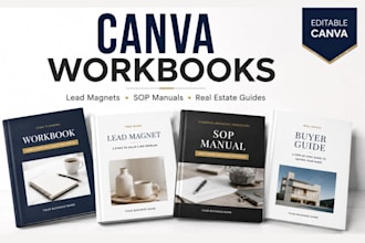 design amazing canva workbooks, lead magnets, sop manuals and real estate guides