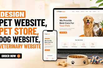 design pet website, pet store, dog website, veterinary website