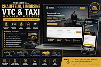 create chaffeur, limousine, vtc website taxi booking website airport transfer