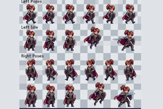 create custom pixel art sprite sheet and character art