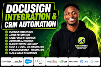integrate docusign with zapier salesforce zoho hubspot esign procore clio clear