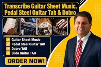transcribe guitar sheet music, pedal steel guitar tab and dobro