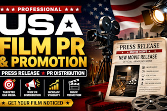 publish USA film press release for movie promotion, PR distribution