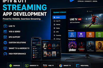 develop iptv app, ott app, vod streaming app for smart tv