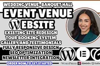 event venue website, wedding venue website, banquet hall, event space website