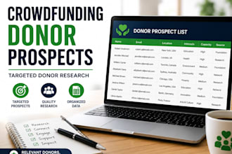 research targeted crowdfunding donor prospects and lead lists