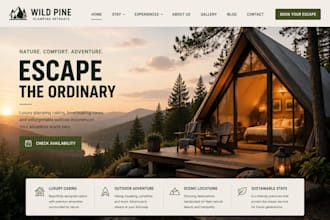 design wix glamping website squarespace cabin camping website hiking website