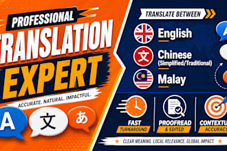 translate your english, malay, and chinese documents as needed