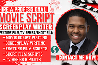 write movie script, screenplay, film script, TV pilot, and short film script