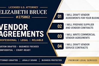 draft comprehensive supplier, vendor contract to protect your brand US attorney