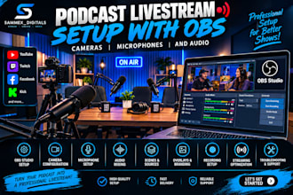setup your podcast livestream with obs, cameras, microphones and audio