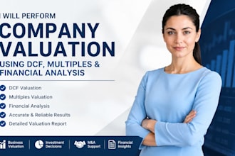 perform company valuation using dcf, multiples and financial analysis