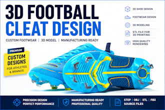 design custom 3d football cleats, soccer shoes and footwear for 3d printing