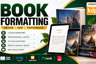 be your book formatter, typesetter, ebook and amazon KDP paperback formatter