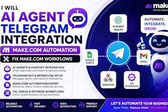build ai agent telegram integration make com automation and fix workflows