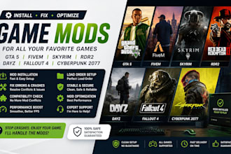 fix install mods for cyberpunk 2077 gta 5 fivem skyrim, rdr2 dayz fallout 4