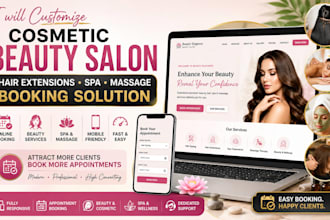 customize cosmetic beauty hair salon extensions massage booking cargo website