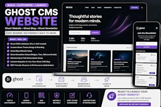 build your ghost cms website, customize ghost theme, and setup ghost newsletter