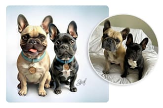 illustrate a stylized digital portrait of your pet