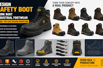 design safety boot work boot industrial footwear steel toe 3dcad design modeling