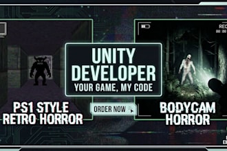 build ps1 style retro horror game, bodycam horror in unity, unreal engine