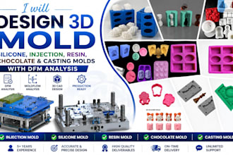 design 3d mold silicone injection resin chocolate and casting molds with dfm