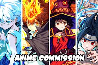 draw anime fanart commission, oc couples art, custom character and romantic art