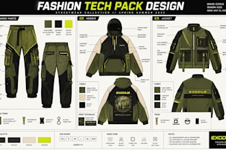 create a factory ready streetwear tech pack for t shirt and manufacturing