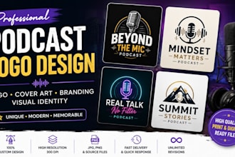design a professional podcast logo cover art branding and visual identity