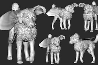 sculpt realistic 3d dog model in zbrush for 3d printing stl custom pet portraits
