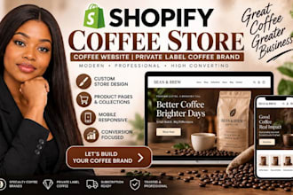 design coffee shopify store coffee website private label coffee brand