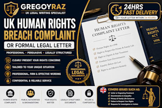 draft a UK human rights breach complaint or formal legal letter