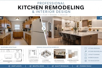 redesign outdated kitchen with modern layout, interior design and 3d rendering