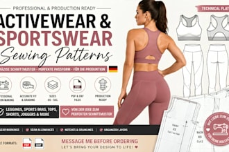 create professional sportwear and activewear sewing pattern with grading