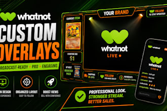 create whatnot overlay graphics for a premium seller workflow
