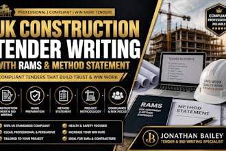 write a compliant UK construction tender with rams and method statement for smes