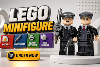 do custom lego minifigure decals accessories uv print textures and moc designs