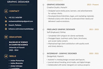 design a professional CV resume and modern resume template