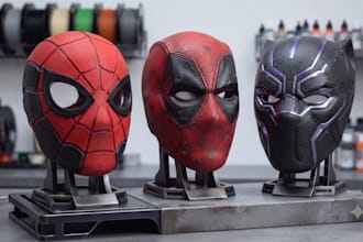 3d print and paint mask, 3d mask, 3d helmet, 3d head mask, 3d cosplay printing