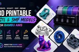 create sculpt, edit and repair 3d printable stl 3mf models for bambu ams