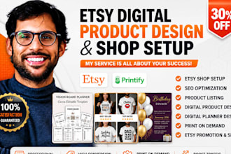 do etsy shop branding, etsy shop setup, print on demand, etsy logo and banner