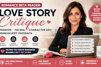 romance beta reader love story critique tension pacing manuscript feedback book